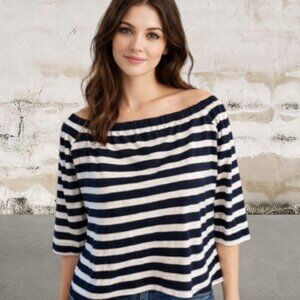 J. Crew Navy and White Striped Blouse Size XXS